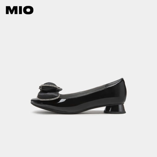 MIO米奥方头粗跟日系浅口单鞋烫钻蝴蝶结复古时装单鞋女纯色瓢鞋M231413939 商品图2