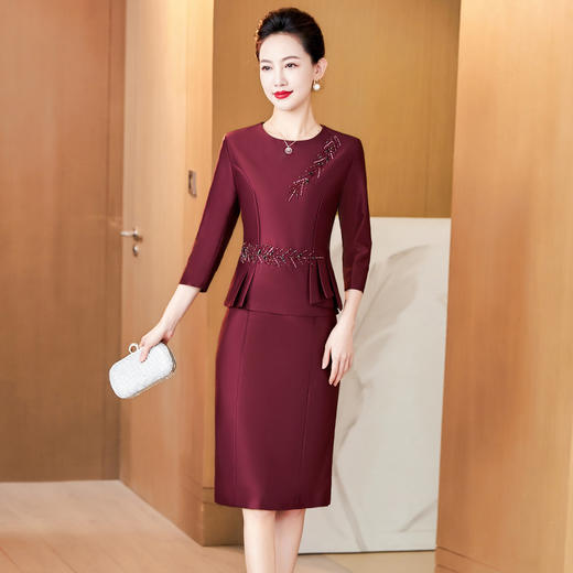 LC-2306春秋新款假两件喜婆婆嫁女儿高贵时尚连衣裙婚宴礼服旗袍裙 商品图2