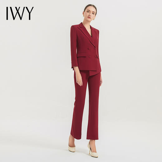 IWY/高端职业西装套装女红色修身显瘦喇叭裤正装女职场套装西服C11358+P31358 商品图1