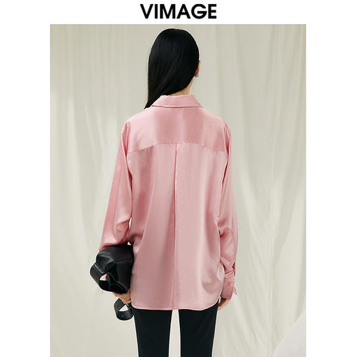 VIMAGE纬漫纪春季新款宽松舒适100%醋纤衬衫女长袖衬衣V1909505 商品图4