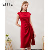 EITIE爱特爱春季新款不规则开衩修身红色飞袖礼服连衣裙6977612 商品缩略图0