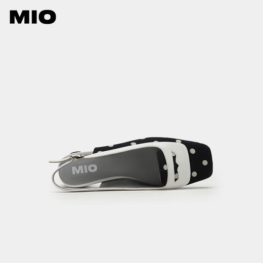 MIO米奥英伦风方头低跟浅口时装凉鞋复古时髦后空凉鞋女半凉鞋M232213928 商品图2