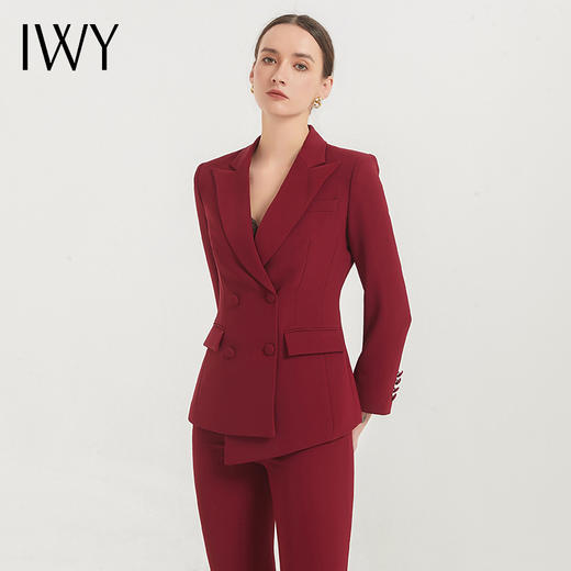IWY/高端职业西装套装女红色修身显瘦喇叭裤正装女职场套装西服C11358+P31358 商品图2