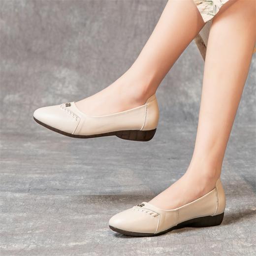 MLD-7376 2023春新款真皮软底工作鞋牛筋底套脚休闲舒适浅口妈妈单鞋女 商品图2