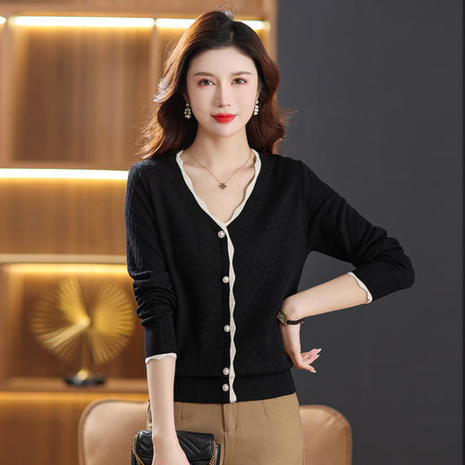 V领针织衫洋气减龄短款毛衣打底衫早春小衫CC-101-80072 商品图2