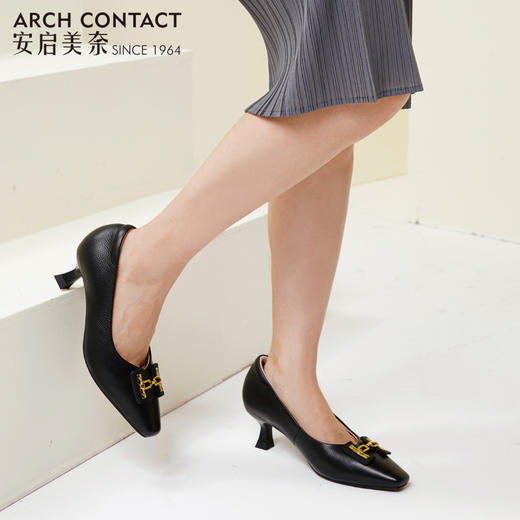ARCHCONTACT安启美奈方头金属扣细跟单鞋52773 商品图1