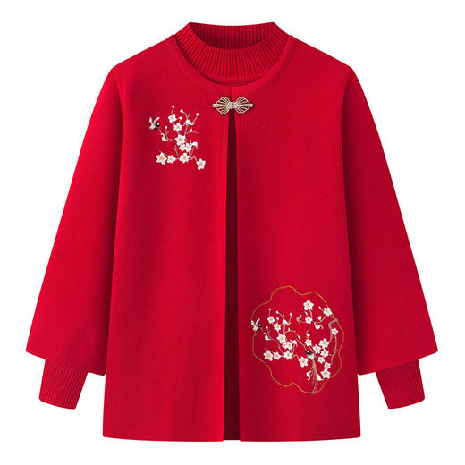 奶奶春秋针织两件套开衫，喜庆婚宴妈妈装外套LX-6117 商品图1