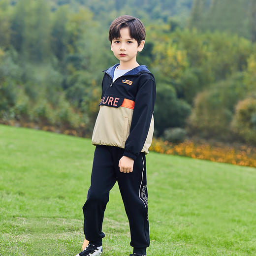 mettekids儿童外套男童秋冬新款运动撞色童装中大童连帽休闲童装 商品图2