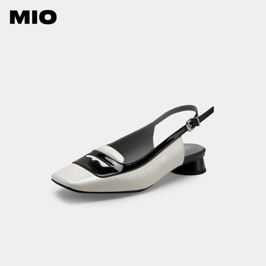 MIO米奥英伦风方头低跟浅口时装凉鞋复古时髦后空凉鞋女半凉鞋M232213928 商品图1