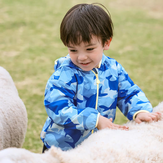 棉果果商场同款春季新品男童内带里子印花连帽外套小清新上衣开衫满印海豚百搭M112100323016 商品图0