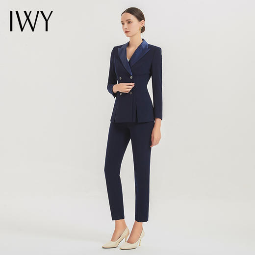 IWY/春季新款藏青色职业西装套装高端商务正装修身显瘦经理工装C12306+P12306 商品图2