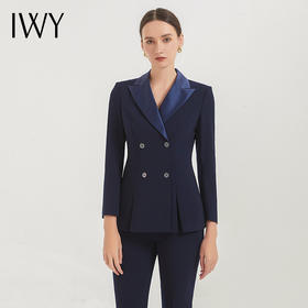 IWY/春季新款藏青色职业西装套装高端商务正装修身显瘦经理工装C12306+P12306