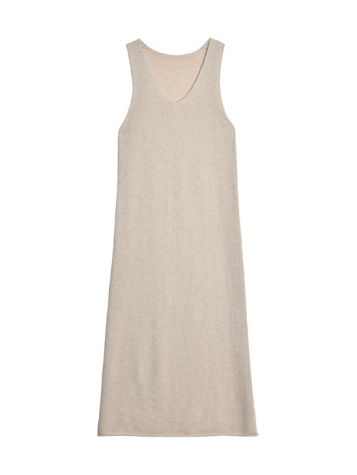 322工房无染色纯羊绒针织裙女秋冬简约通勤宽松无袖吊带背心长裙 商品图4