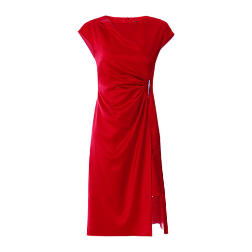 EITIE爱特爱春季新款不规则开衩修身红色飞袖礼服连衣裙6977612 商品图5