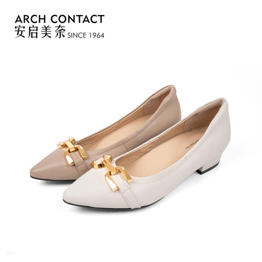 ARCHCONTACT安启美奈尖头羊皮金属扣单鞋52726 商品图2