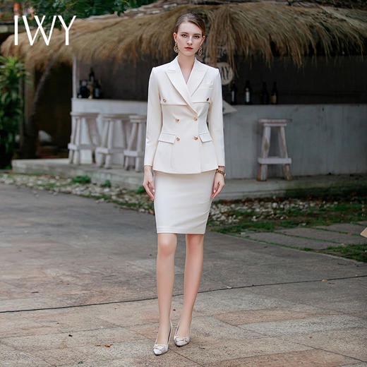 IWY/春季西装套装女2023新款两件套时尚气质职业高级感休闲白色西服CS1616 商品图4