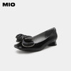 MIO米奥方头粗跟日系浅口单鞋烫钻蝴蝶结复古时装单鞋女纯色瓢鞋M231413939 商品缩略图0