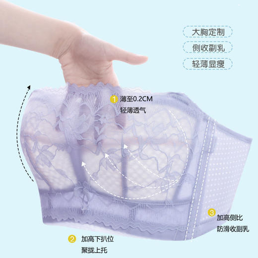 NMZ-3344大胸夏季薄款无肩带内衣女聚拢防滑裹胸性感抹胸无钢圈文胸显小胸 商品图1