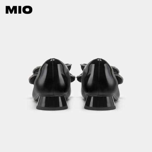 MIO米奥方头粗跟日系浅口单鞋烫钻蝴蝶结复古时装单鞋女纯色瓢鞋M231413939 商品图4