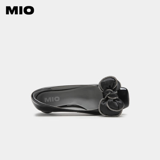 MIO米奥方头粗跟日系浅口单鞋烫钻蝴蝶结复古时装单鞋女纯色瓢鞋M231413939 商品图3