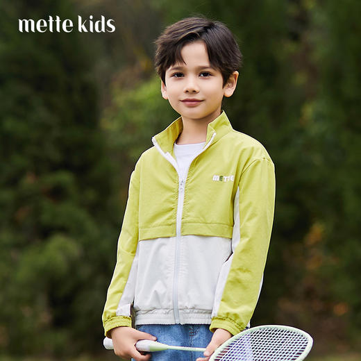 mettekids男童外套春秋新款洋气时髦童装儿童帅气拼接休闲薄上衣 商品图0