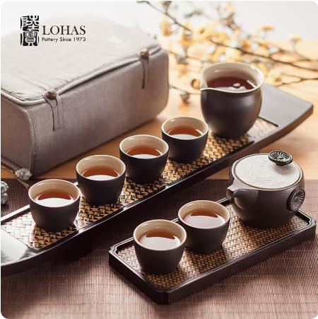 【彼达思】陆宝陶瓷茶具定窑龙纹茶组家用客厅中式茶具功夫套组便携装配布袋 商品图0