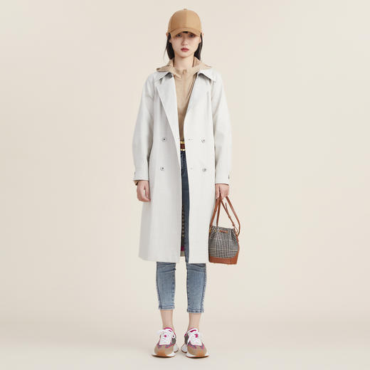 谜底风衣女2022秋款时尚个性中长款拼色两面穿风衣长袖223ME1029 商品图0