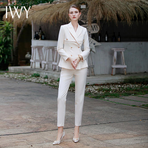 IWY/春季西装套装女2023新款两件套时尚气质职业高级感休闲白色西服CP1616 商品图3