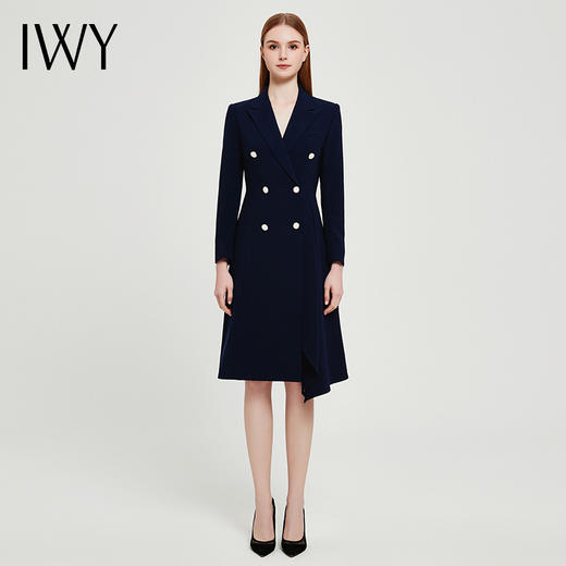 IWY/高端西装连衣裙女高级感2022春季新款修身职业装气质美容院工作服Q13108藏青色 商品图4