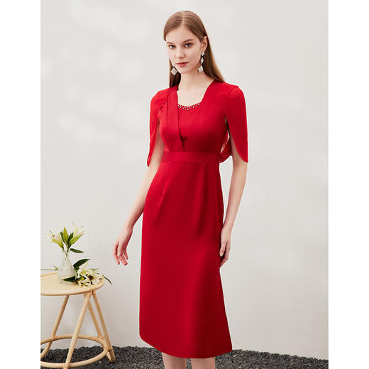 EITIE爱特爱春季新款洋气气质高腰显瘦礼服连衣裙长裙6977613 商品图3