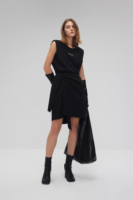 垫肩系带连衣裙 商品图0