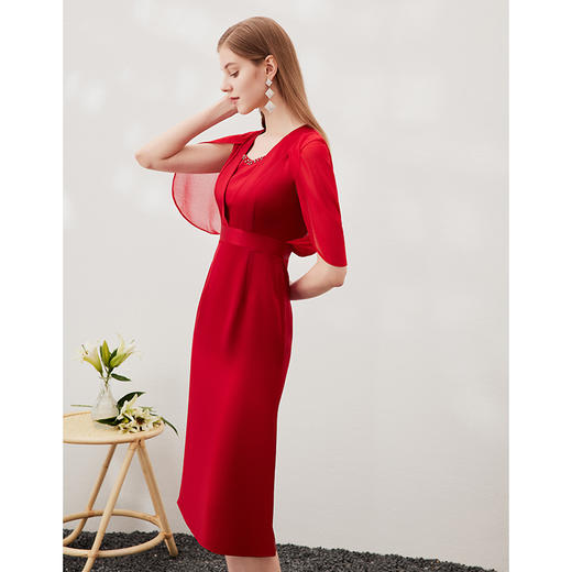 EITIE爱特爱春季新款洋气气质高腰显瘦礼服连衣裙长裙6977613 商品图2