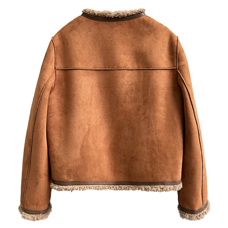 麂皮绒外套反面