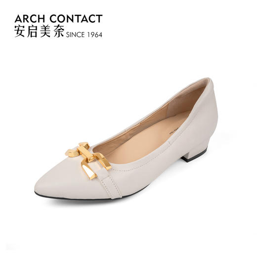 ARCHCONTACT安启美奈尖头羊皮金属扣单鞋52726 商品图1