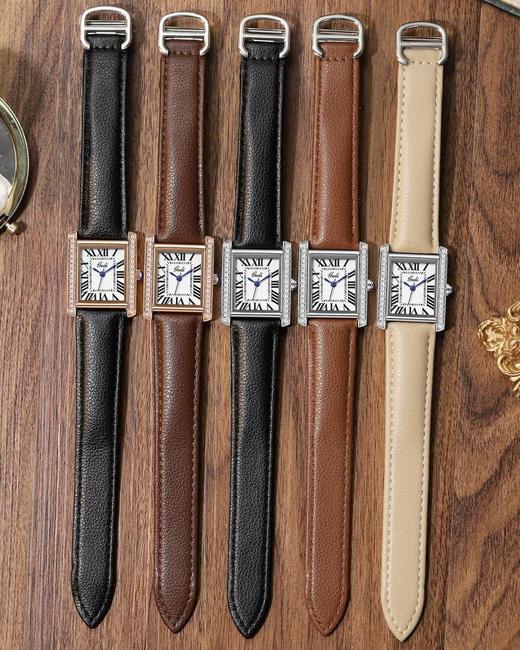 GD-51115皮带时尚镶钻长方形表盘简约休闲百搭复古风皮带防水石英腕表 商品图3