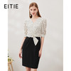 （容易掉钻，建议误拍）EITIE爱特爱春季新款优雅修身V领显瘦拼接波点连衣裙女6907634 商品缩略图0