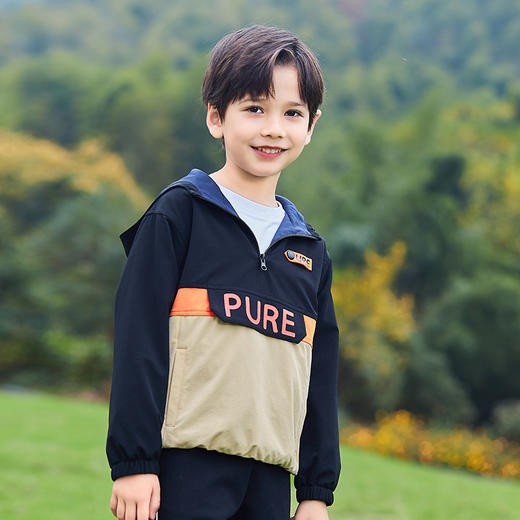 mettekids儿童外套男童秋冬新款运动撞色童装中大童连帽休闲童装 商品图3
