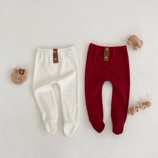 ins 2023春装婴幼儿童女宝宝坑条踩脚裤袜 扣子装扮百搭pp连裤袜 商品图3