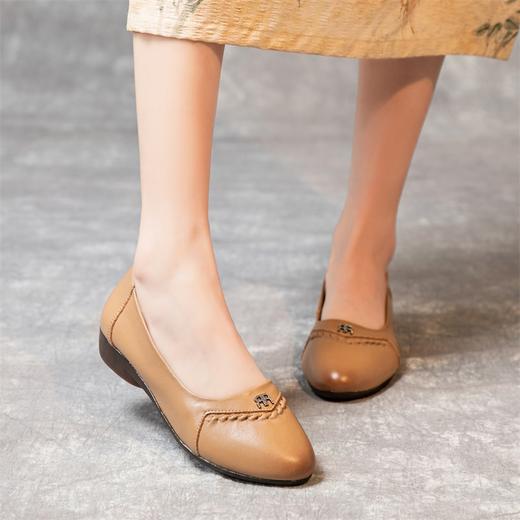 MLD-7376 2023春新款真皮软底工作鞋牛筋底套脚休闲舒适浅口妈妈单鞋女 商品图6