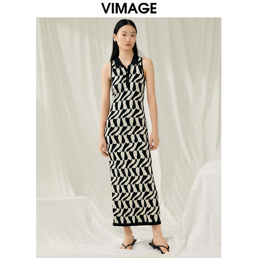 VIMAGE纬漫纪夏季新款收腰显瘦显高针织长款无袖连衣裙V1901523 商品图2
