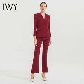IWY/高端职业西装套装女红色修身显瘦喇叭裤正装女职场套装西服C11358+P31358