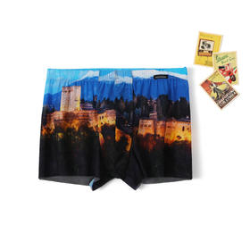 【周游世界 西班牙阿尔罕布拉宫】高端铂雅男士冰丝内裤一片式平角裤99/21208T（西班牙阿尔罕布拉宫）