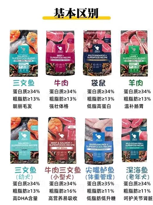 【狗粮】BillyMargo澳洲比利玛格天然无谷牛肉羊肉袋鼠肉三文鱼全价狗粮1.8kg/9kg 商品图5