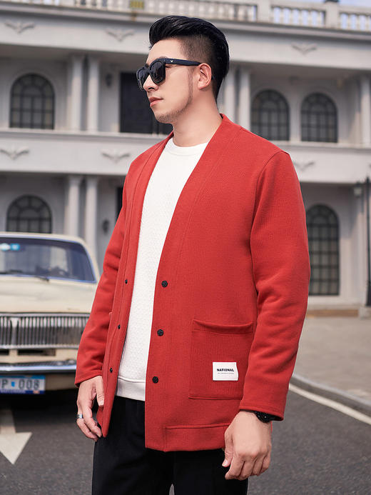 一口价【新款DMH】大依优型大码男装春季新品休闲简约风黑色开衫毛衣纽扣V领针织衫外套 商品图8