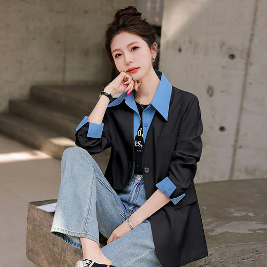 设计感拼接衬衫，假两件撞色西装外套HR-XMYR2301 商品图5