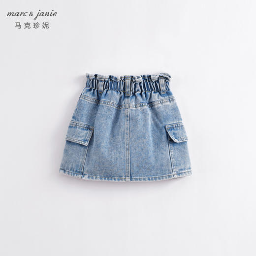 马克珍妮春夏新款 女童花边腰头大口袋纯棉牛仔短裙230767 商品图1