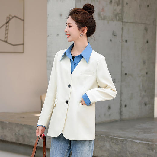 设计感拼接衬衫，假两件撞色西装外套HR-XMYR2301 商品图3