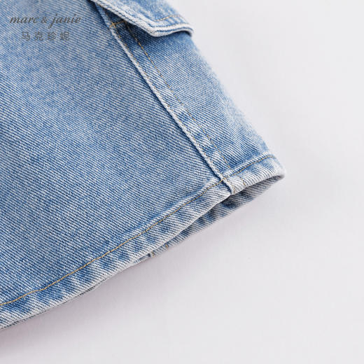 马克珍妮春夏新款 女童花边腰头大口袋纯棉牛仔短裙230767 商品图4