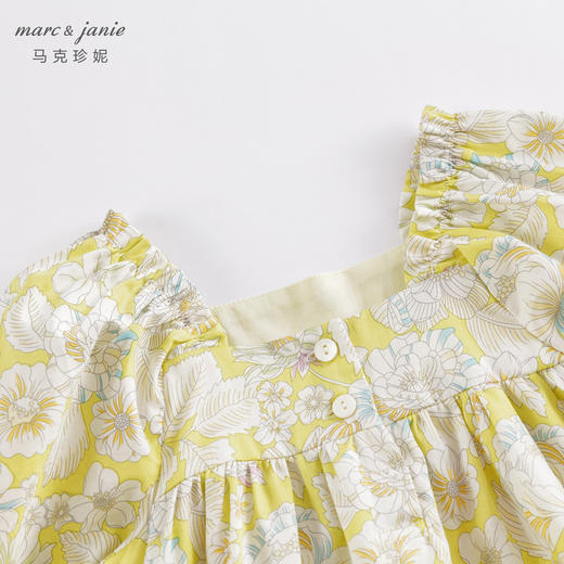 马克珍妮夏装新款 女童花卉满印泡泡袖纯棉连衣裙230150 商品图3