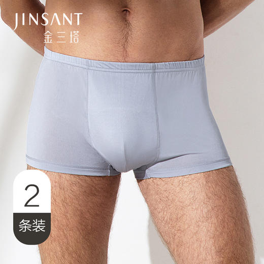 男士桑蚕丝内裤 | 金三塔男真丝中腰内裤/简约平脚内裤 藏青+灰色 2条装【非质量问题不退不换】 商品图0